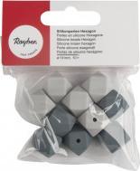 Image du produit Rayher Perles silicone hexagone, 14mm ø, gris foncé, 10 p