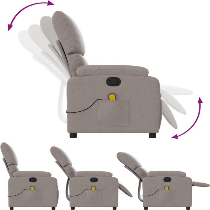 Actual product image VidaXL Massage chair taupe fabric,Colour: Taupe,Material: Fabric (100