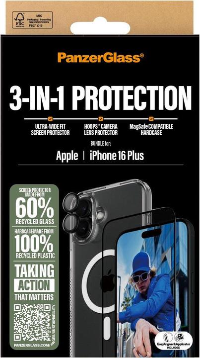 Image du produit PanzerGlass Bundle Ultra Wide FIt Glass + Case + Lens (1 pièce(s), Apple iPhone 16 Plus)
