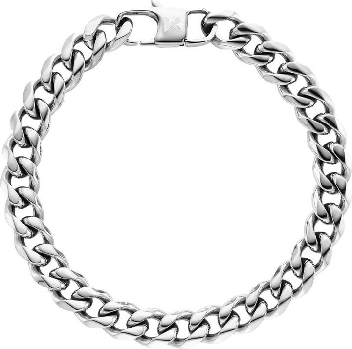 K12 - Silver Cuban Bracelet - 8 mm (17 cm, ohne Messing, Chirurgenstahl 316L)