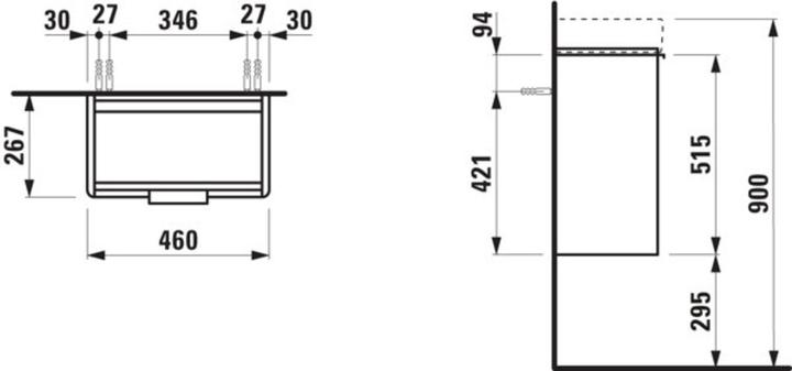 Produktbild Laufen Base Waschtischunterschrank, Scharnier links, 460x265x530mm, für Waschtisch H815955, H402101