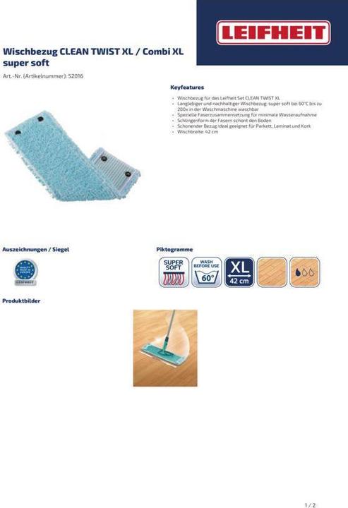 Productafbeelding Leifheit Wischbezug CLEAN TWIST XL / Combi XL super soft (1 Pcs.)