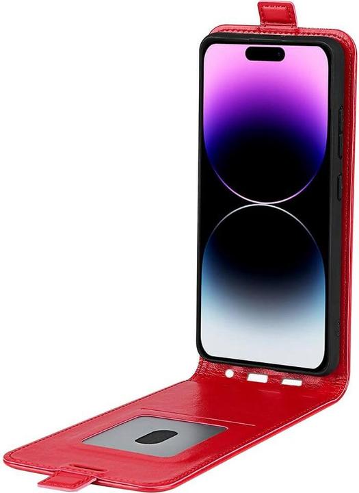 Actual product image Cover-Discount iPhone 15 Pro Max - Classic Flip Case Vertical Red (Apple iPhone 15 Pro Max)