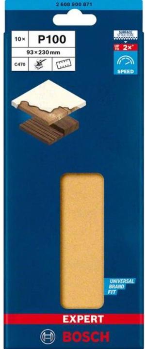 Produktbild Bosch Professional Zubehör EXPERT C470 Schleifpapier mit 8 Löchern für Schwingschleifer, 93 x 230 mm, G 100, 10-tlg. (100)