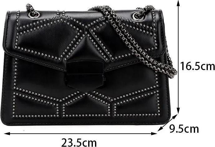 Only-Bags.Store Vintage Nietenkette Kleine Umhängetaschen für Klappe PU Leder Mode