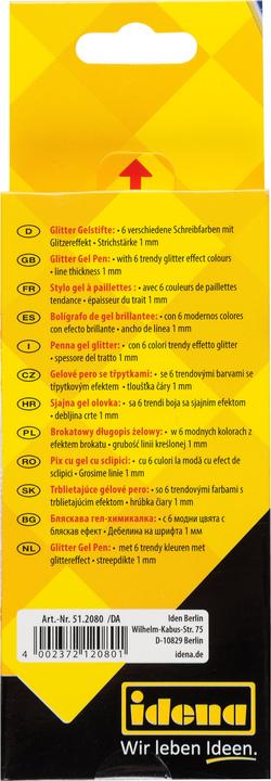 Image du produit Idena Stylo gel à paillettes 6 pièces (Multicolore, 6 x)