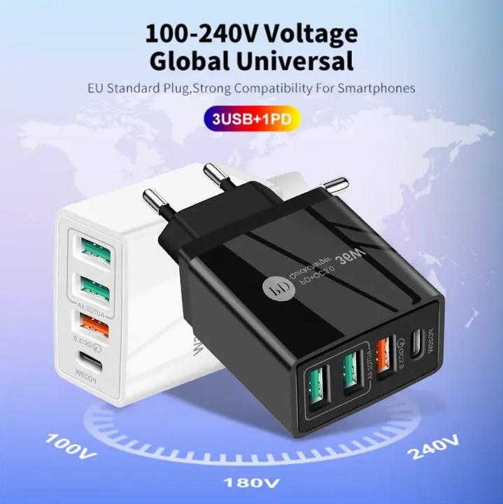 Produktbild PhoneLook Ladegerät Netzstecker 36W PowerDelivery QC3.0 Schnelllade Adapter 3x USB-A + 1x USB-C (36 W)