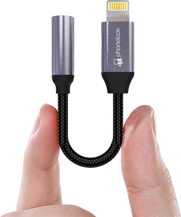 Immagine prodotto PhoneLook Connettore per cuffie audio da Lightning (iPhone) a 3,5 mm AUX Nylon e (Lightning, Jack da 3.5mm)