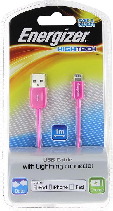 Image du produit Energizer Câble de connexion MFI High Tech 1m USB vers lightning rose (1 m, USB 2.0)