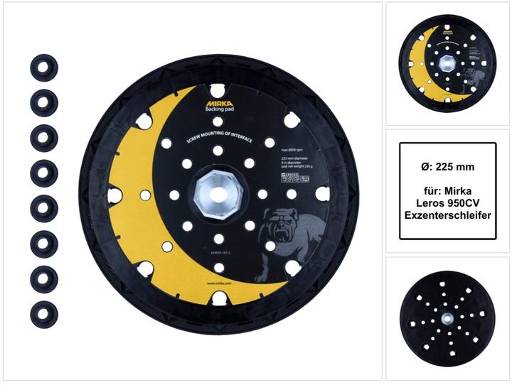 Produktbild Mirka LEROS Schleifteller 225 mm 25H Grip + 8 Schrauben ( MIW9514312 ) - Nachfolger von MIW9536011