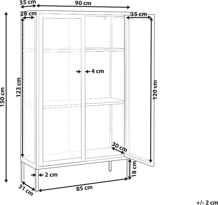 Produktbild Beliani Glasvitrine Metall schwarz 150 cm NASH (90 x 150 cm)
