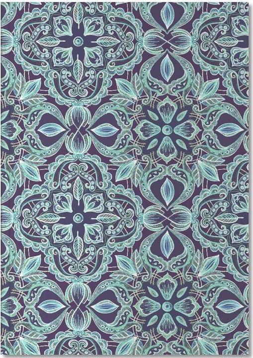 Produktbild Juniqe Blaugrün und Marine-Blumen-Muster (A5, Gepunktet, Harter Einband)