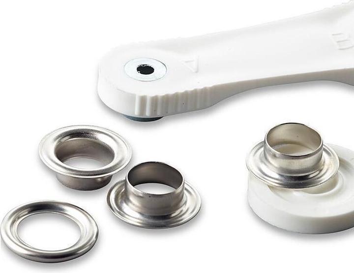 Produktbild Prym Ösen + Scheiben, silber 8 mm, Dose 200 Stk.