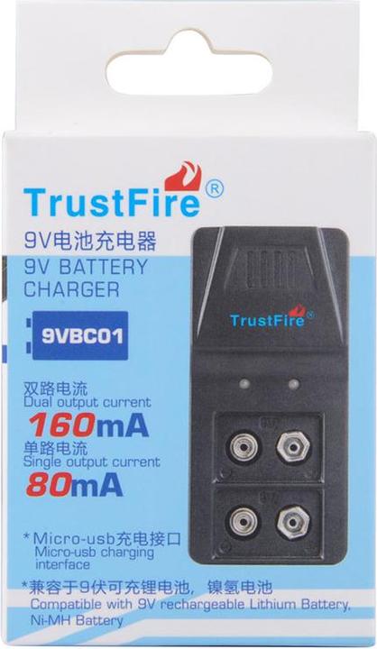 Immagine prodotto Trustfire Caricabatterie BC01 9V Block 6F22 Caricabatterie per Li-Ion, Ni-MH (1 pz., Caricabatterie senza batteria)