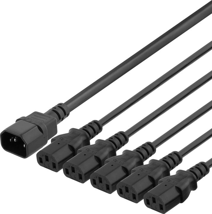 Deltaco DEL-113C power cable Black C14 coupler 5 x C13 coupler (1 m)