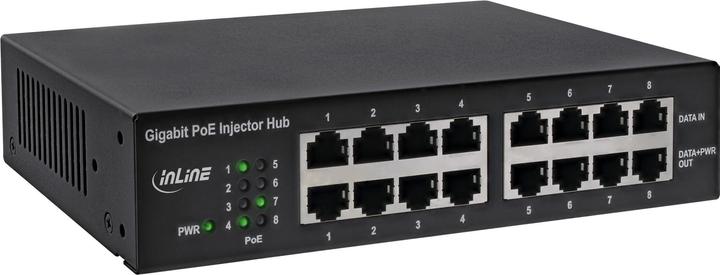 Produktbild InLine PoE+ Gigabit Injektor Hub 8 Port (8x PoE+) (802.3af (PoE), 802.3at (PoE+), 120 W)