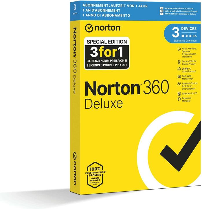 Norton 360 Deluxe - Promotion Box, 3 Device, 1 Jahr (3 User, 12 Monate)