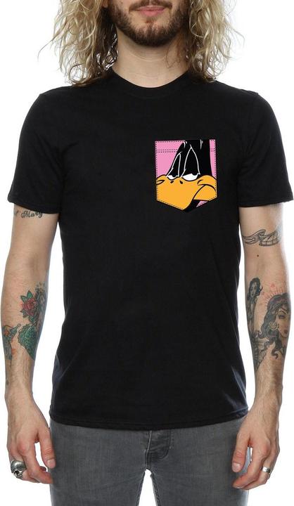 Immagine prodotto Looney Tunes Daffy Duck Face Faux Pocket Maglietta Uomo (L)