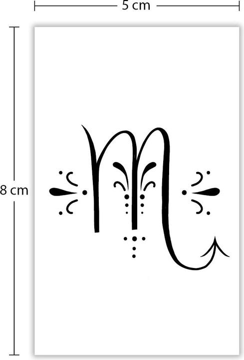 minink Temporäres Tattoo: Sternzeichen Skorpion in kalligrafischer Schrift