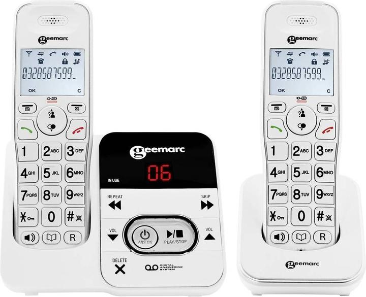 Produktbild Geemarc AMPLIDECT 295-2 Schnurloses Seniorentelefon Anrufbeantworter Beleuchtetes Display Weiss
