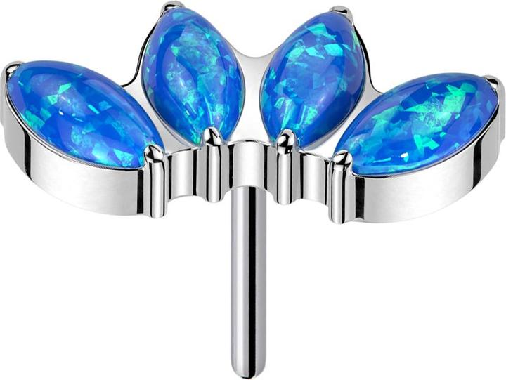 Produktbild Star Piercing Threadless silber vier Opale blau (ohne Messing, Titan G23)