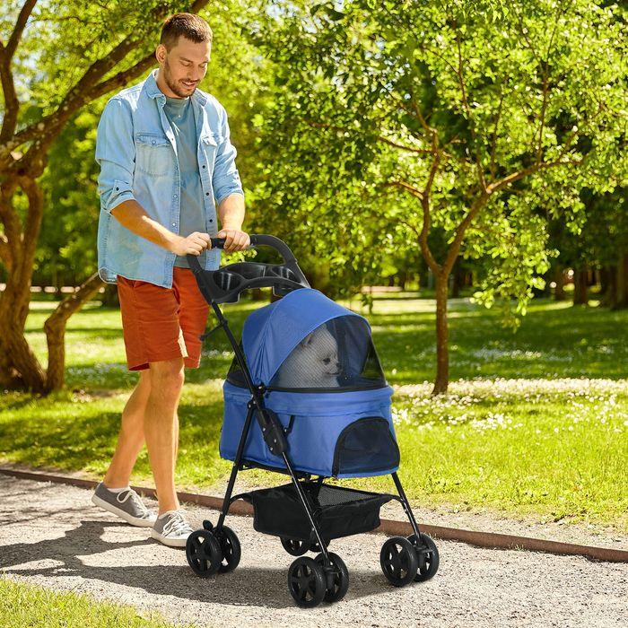Image du produit Swisshandel24 Poussette pour chien Poussette pour chien avec fonction de pliage Poussette pour petits chiens et (Chien, Chat, Pliable)