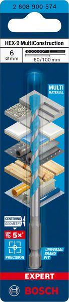 Actual product image Bosch Professional Zubehör EXPERT HEX-9 MultiConstruction drill, 6 x 90 x 150 mm (6 mm)