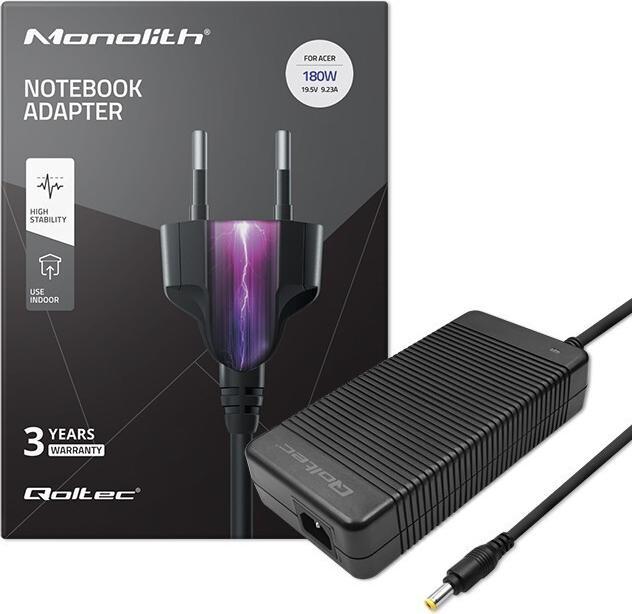 Produktbild Qoltec Notebook-Netzteil für Acer 180W| 9.23A| 19.5V| 5.5*1.7 - Netzteil (180 W)