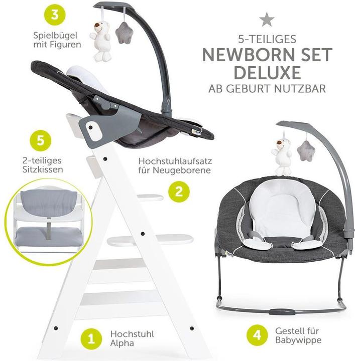 Produktbild Hauck Hochstühle Alpha Plus Weiss Newborn Set Deluxe - 4-tlg. Hochstuhl (Hochstuhl)