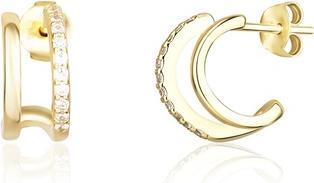 Image du produit JVD - Charming gold-plated hoop earrings with zircons SVLE1623X61GO00
