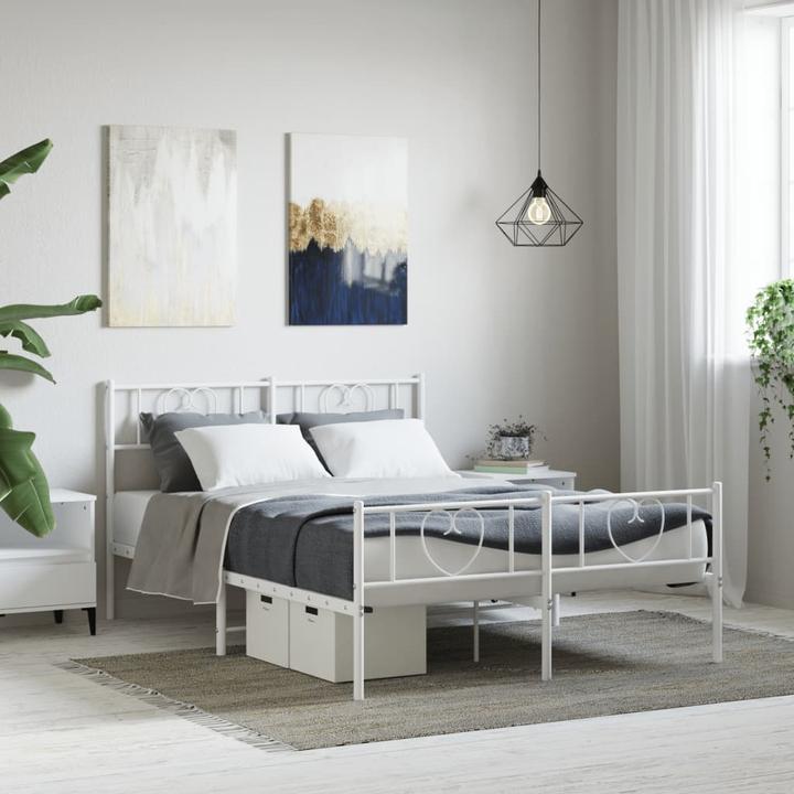 Immagine prodotto VidaXL Giroletto Testiera Pedana Letto in metallo Letto matrimoniale Bianco 120x190cm (120 x 190 cm)