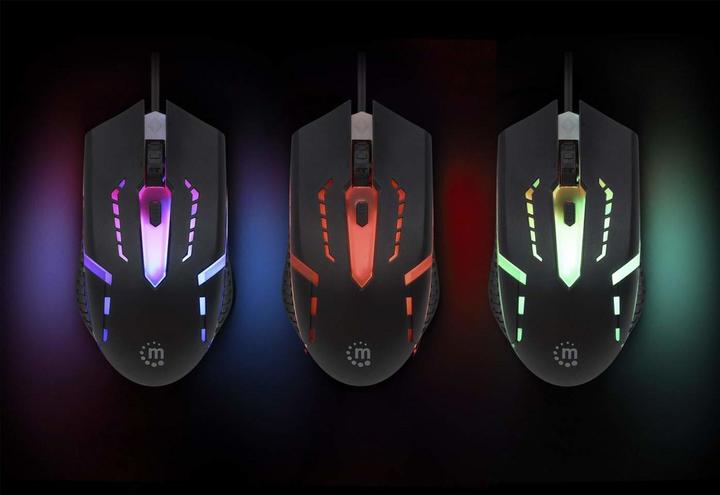 Actual product image Manhattan RGB LED Optical USB Gaming Mouse (Cable)