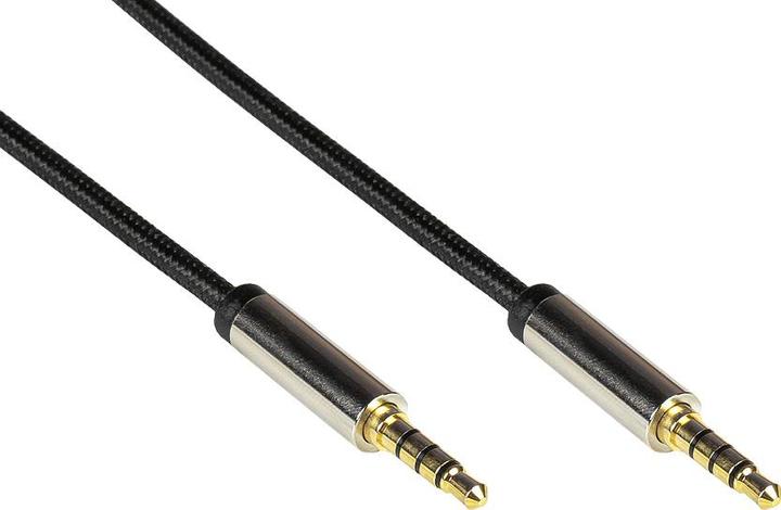 Produktbild Python Audio Anschlusskabel High-Quality, 4-poliger 3,5mm Klinkenstecker beidseitig, Textilmantel, schwarz (2 m, 3.5mm Klinke (AUX))