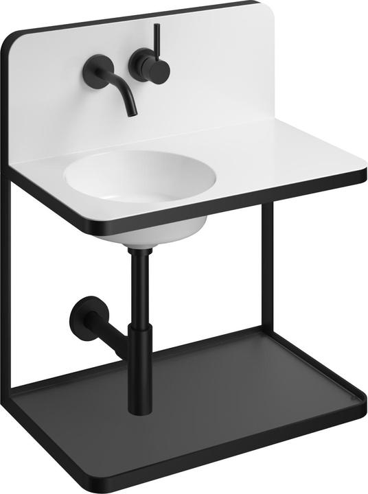 Actual product image Alape Steel 19 washbasin WP.S19.1R, W:600mm, H:697mm, D:360mm, bowl round left, without overflow, wi (360 mm, 640 mm)