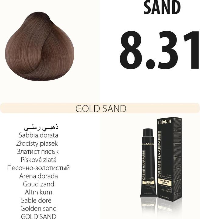 Image du produit FemMas 8.31) Teinture pour cheveux Or Sable 100ml (Sable d'or)