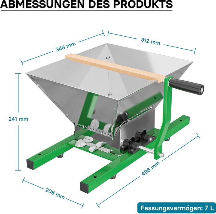 Immagine prodotto Wiltec Set 18L pressa per frutta Panno per la stampa Mulino per frutta 7L pressa per vino Spremiagrumi