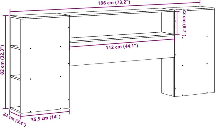 Image du produit VidaXL Tête de lit Tête de lit avec espace de rangement 180cm en pin massif