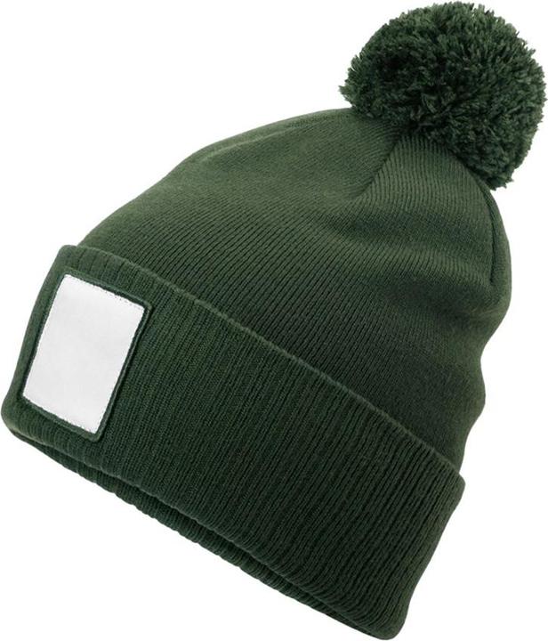 Actual product image Beechfield Pom Pom Appliqué Patch Beanie