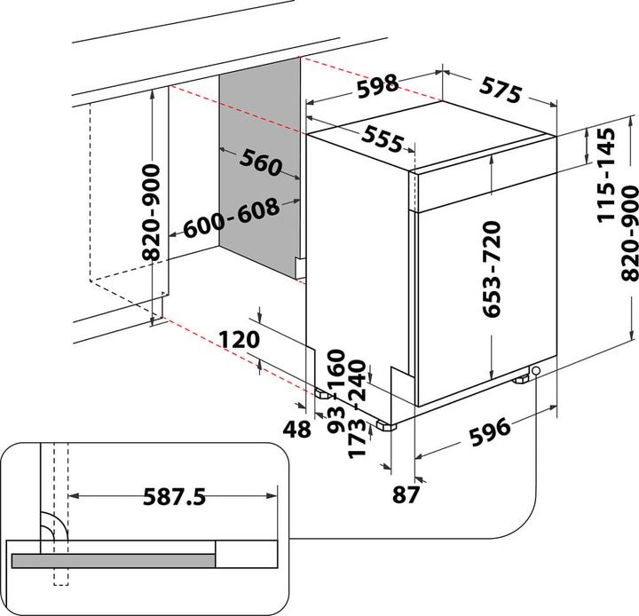 Actual product image Whirlpool WBC3C26B Dishwasher Semi Integrated 14 place settings