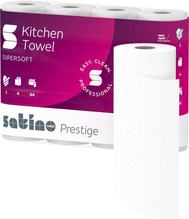 Actual product image Wepa Satino by kitchen rolls prestige 3-ply, 4 rolls (4 x)