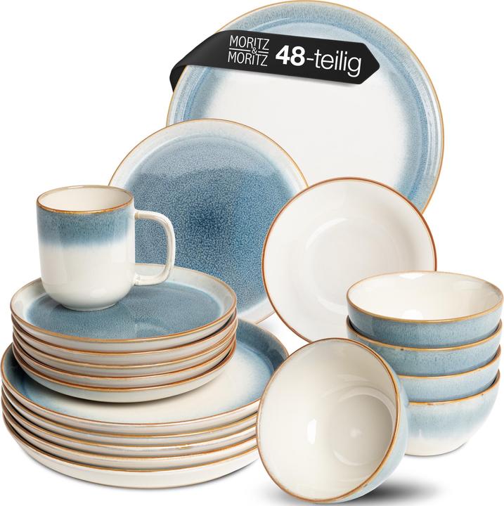 Moritz & Moritz Tarento 48tlg Geschirr Set für 12 Personen - Blau (48 Piece)