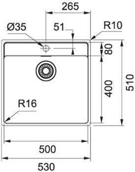 Actual product image Franke Stainless steel body sink Maris MRX 210-50 TL, 127.0531.852 (Fitted sink, 80 cm, 51 cm)