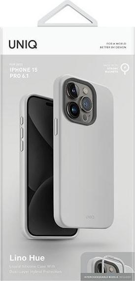 Image du produit Uniq étui Lino Hue iPhone 15 Pro 6.1" Magclick Charging jasnoszary/chalk grey (Apple iPhone 15 Pro)