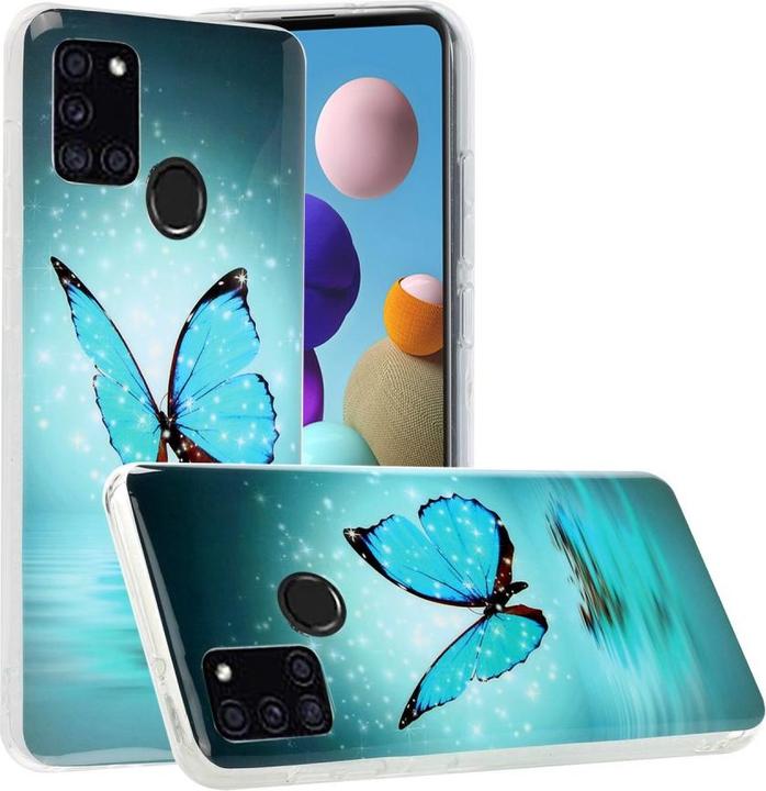 Produktbild Cover-Discount Galaxy A21s - Fluoreszierendes Silikon Gummi Case Schmetterlinge (Samsung Galaxy A21s)