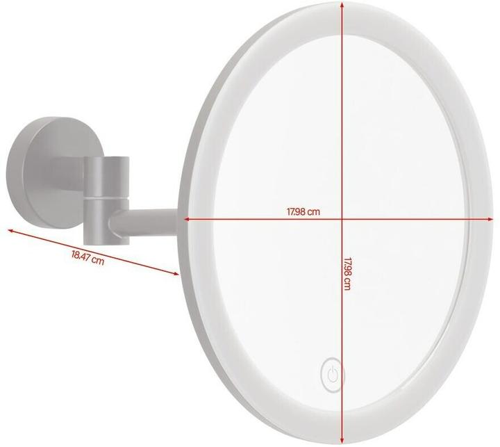 Productafbeelding tesa VISIOON LED cosmeticaspiegel met verlichting, 5x vergroting, zwart - Wandmontage zonder boren, zwart (8 x 22 x 18 cm)