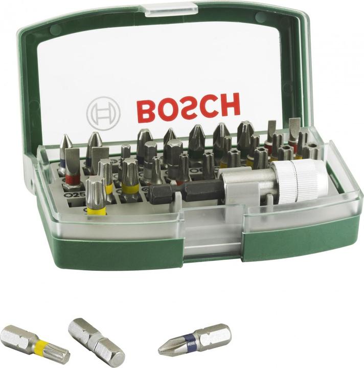 Produktbild Bosch Zubehör Schrauberbit-Set mit Farbcodierung, 32-teilig (Innensechsrund TX M10, Innensechsrund TX M15, Innensechsrund TX M20, Innensechsrund TX M30, Kreuz Pozidriv PZ M1, Innensechsrund TX mit Loch M20, Kreuz Phillips PH M1, Kreuz Phillips PH M2, Innensechsrund TX M25, Innensechsrund TX M27, Innensechsrund TX M40, Sechskant (hexagonal) M4)