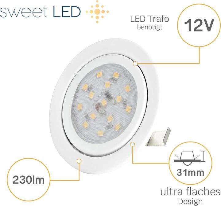 Immagine prodotto Sweet Led 4-teiliges LED Einbaustrahler-Set, flach (230 lm)