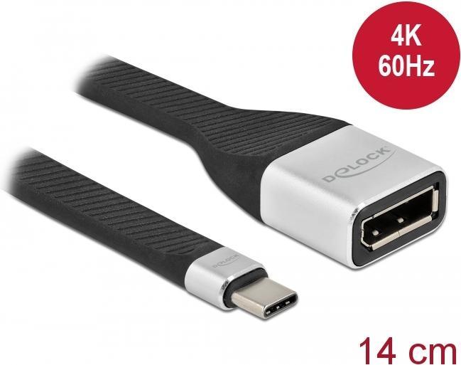Produktbild Delock FPC Flachbandkabel USB Type-C™ zu DisplayPort (DP Alt Mode) 4K 60 Hz 14 cm (0.14 m, DisplayPort)