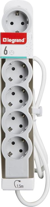 Actual product image Legrand Flat socket strip 6x socket, 1.5 metre cable white-grey 694557 (6 x, CEE 7/7, 1.50 m)