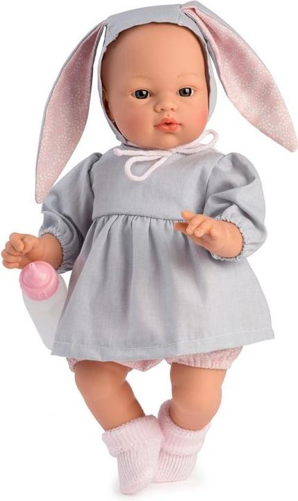 Asi Poupée Koke en robe grise avec une capuche aux oreilles de lapin